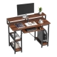 Design Square 2-Tier Writing Study Computer Home Office Desk 120cm W/ Storage - Brown