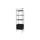 4-Tier Wooden Narrow Bookcase Display Shelf W/ 1 Door Metal Frame Edinburgh Collection - Black - Black