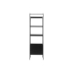 4-Tier Wooden Narrow Bookcase Display Shelf W/ 1 Door Metal Frame - Black - Black