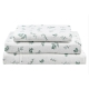150GSM Leaves Print Flannelette Bed Sheet Set - Green