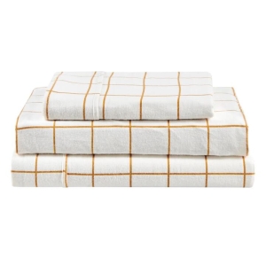 150GSM Check Print Flannelette Bed Sheet Set - Butter