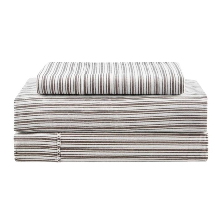 150GSM Stripes Flannelette Bed Sheet Set - Dark Oak