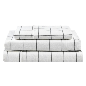 150GSM Check Print Flannelette Bed Sheet Set - Grey