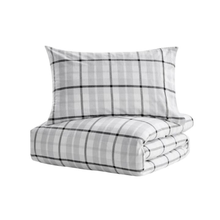 150GSM Check Print Flannelette Quilt Cover Set - Grey