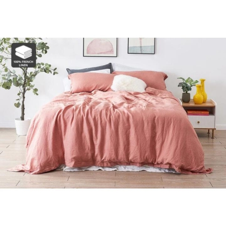 100% French Linen Quilt Cover Set - Terracotta
