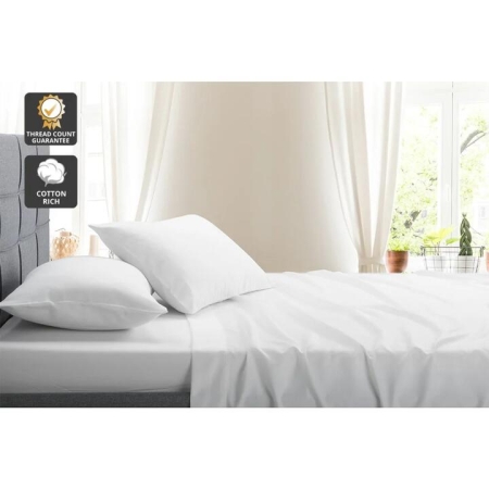 1000TC Cotton Rich Bed Sheet Set - White