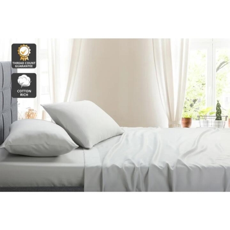 1000TC Cotton Rich Bed Sheet Set - Silver Grey