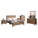 5 Pieces Bedroom Suite in Solid Wood Veneered Acacia Construction Timber Slat Double Size Chocolate Colour Bed