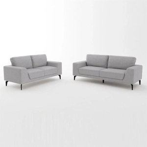 3+2 Seater Sofa Light Grey Fabric Lounge Set for Living Room Couch with Solid Wooden Frame Black Legs
