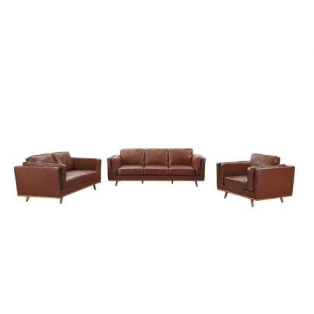 3+2+1 Seater Sofa Brown Faux Leather Lounge Set for Living Room Couch with Wooden Frame