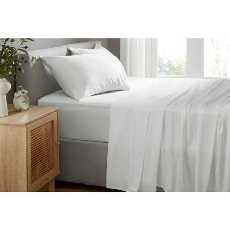 100% Australian Cotton Bed Sheet Set White - Queen