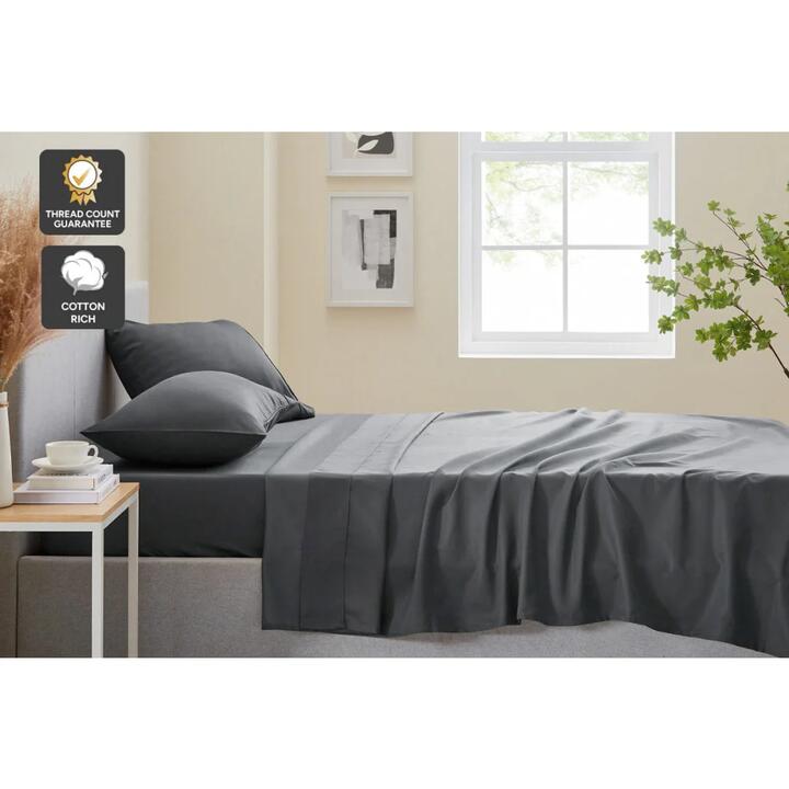 1200TC Premium Cotton Bed Sheet Set Charcoal - Single