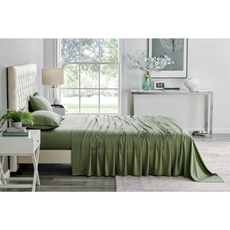 100% Natural Bamboo Bed Sheet Set Oil Green - Single