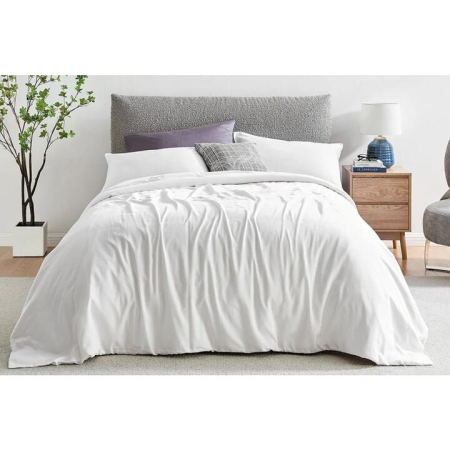 1200TC Cotton Quilt Cover Set White - Double