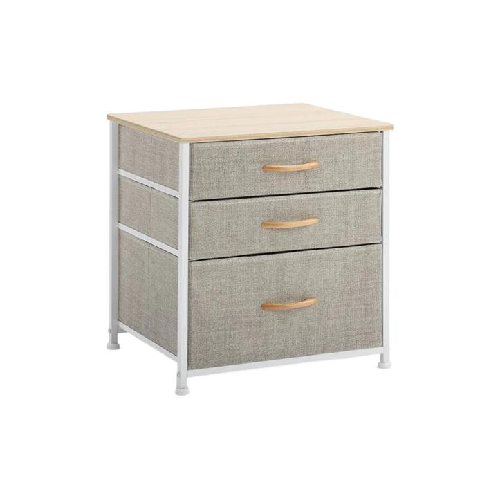 3 Drawer Nightstand Bedside Table Beige