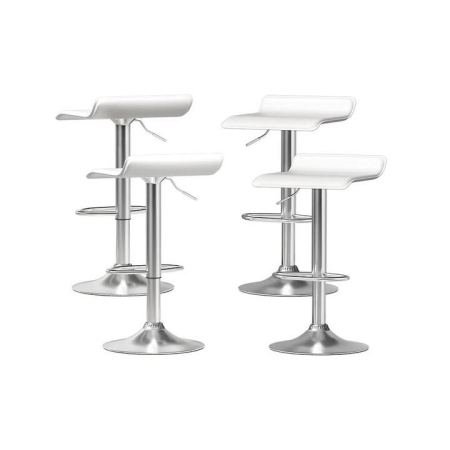4x Bar Stools Faux Leather Chair White