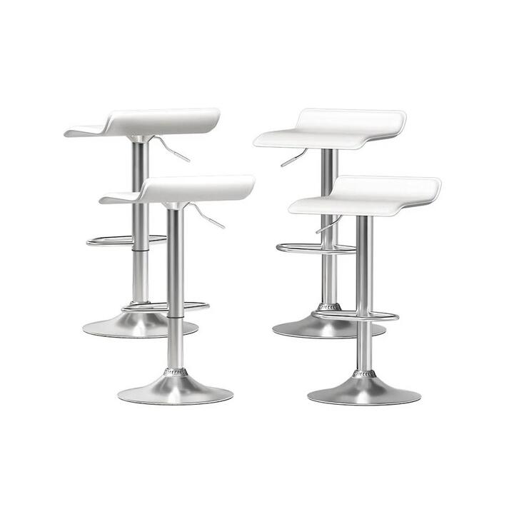 4x Bar Stools Faux Leather Chair White