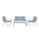 Design Square 4-Pieces Fabric Seat Aluminum Weather Resistant Outdoor Lounge Setting White/Grey