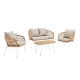Design Square 4PC Premium Rattan Outdoor Sofa Armchairs Table Set Natural/White