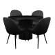 HomeStar 5Pc Dining Set Harper Round Marble Look Dining Table 120cm White W/ 4Pc Soon PU Leather Dining Chair Black
