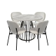HomeStar 5Pc Dining Set Matilda Round Dining Table 110cm Faux Cement W/ 4Pc Archie Fabric Dining Chair Coconut