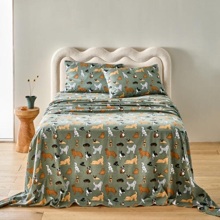 MyHouse Printed Flannelette Sheet Set-Single