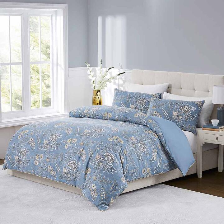 Laura Ashley Marlbrook Dusky Seaspray Quilt Cover Set-Super King