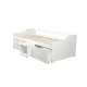 Design Square Wooden Timber Solid Pine Day Bed W/ Storage Drawers - White