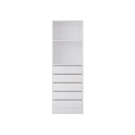 Design Square Wooden Stylish Modern Wardrobe Shelves With 5-Drawers 60cm - White