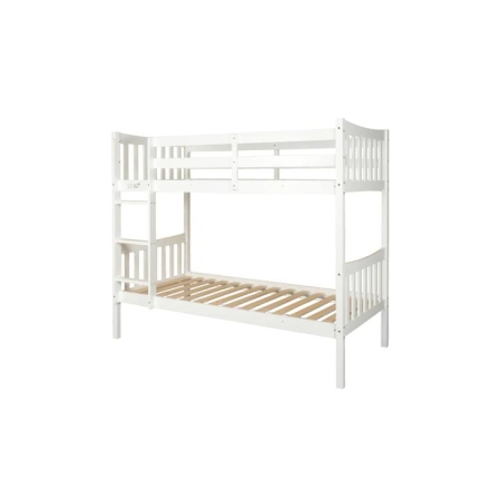 Design Square Wooden Timber Solid Pine Single Size Bunk Bed Frame - White