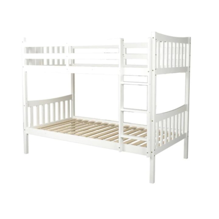 Design Square Wooden Timber Solid Pine King Single Size Bunk Bed Frame - White