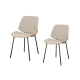 Design Square Set Of 2 Stylish Modern Fabric Kitchen Dining Chairs Wooden Frame - Light Grey