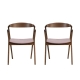 Design Square Set Of 2 Wooden Fabric Seat Kitchen Dining Chair - Walnut/Beige