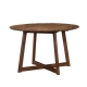 Design Square Stylish Modern Wooden Timber Round Kitchen Dining Table 120cm Walnut