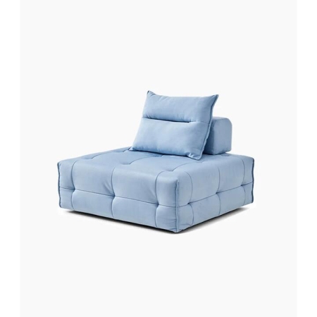 Design Square Single Modern Modular Relaxing Accent Lounge Sofa Chair - Light Blue