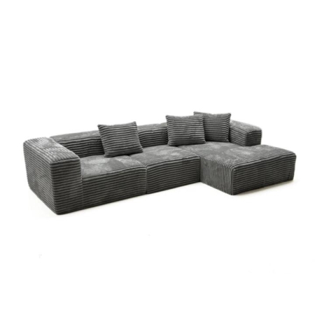 Design Square Modern Fabric Modular L-Shape Lounge Sofa Couch - Light Grey