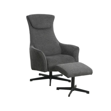 Design Square Fabric Relaxing Accent Lounge Armchair With Footstool Ottoman - Grey