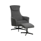 Design Square Fabric Relaxing Accent Lounge Armchair With Footstool Ottoman - Grey