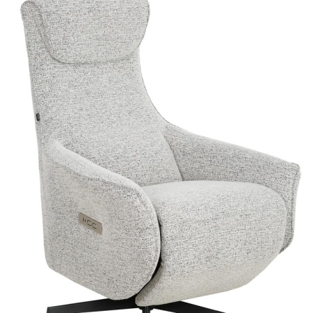 Design Square Fabric Electric Recliner Relaxing Lounge Accent Armchair - Light Grey