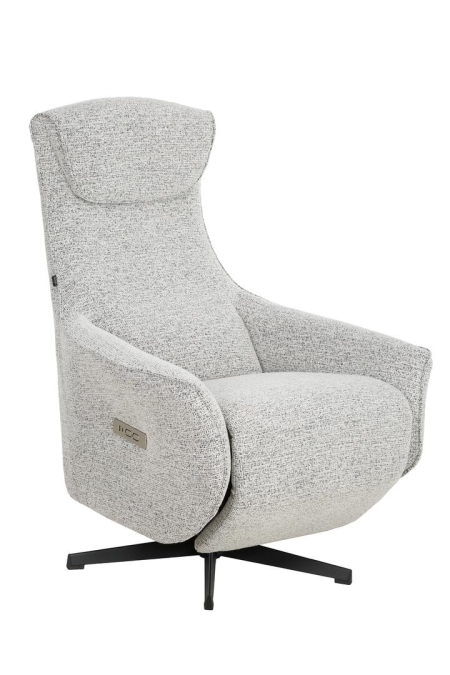Design Square Fabric Electric Recliner Relaxing Lounge Accent Armchair - Light Grey