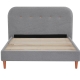 Design Square Boucle Fabric Modern Bed Frame With Headboard Double Size - Light Grey