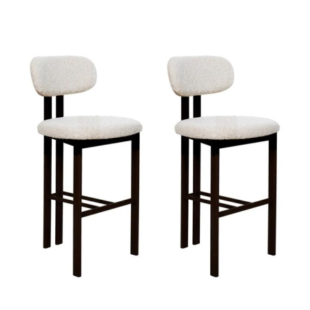 HomeStar Set Of 2 Eloise Boucle Fabric Kitchen Counter Bar Stools Metal Legs Cream/Black