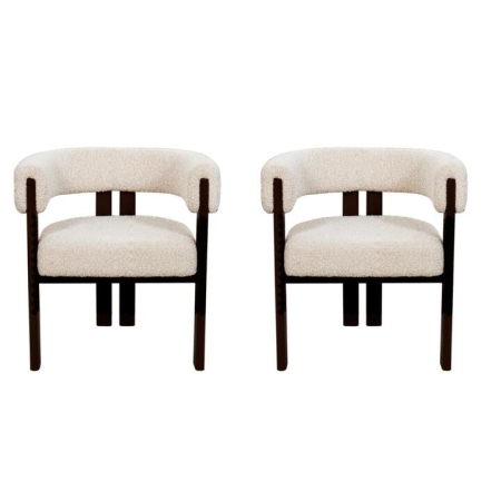HomeStar Set Of 2 Eloise Boucle Fabric Kitchen Dining Armchair Metal Legs Cream/Black