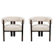 HomeStar Set Of 2 Eloise Boucle Fabric Kitchen Dining Armchair Metal Legs Cream/Black