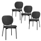 HomeStar Set Of 4 Archie Fabric Kitchen Dining Chair Metal Legs Black