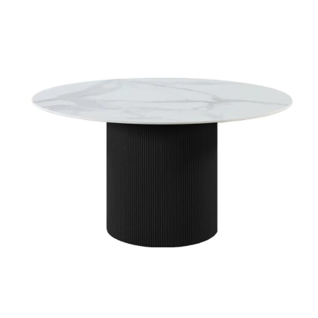 HomeStar Sonata Sintered Stone Marble Look Round Kitchen Dining Table 120cm Wooden Legs White/Black