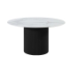 HomeStar Sonata Sintered Stone Marble Look Round Kitchen Dining Table 120cm Wooden Legs White/Black