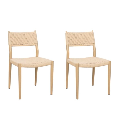 HomeStar Set Of 2 Cayman Rope Seating Kitchen Dining Chair Wooden Legs Natural
