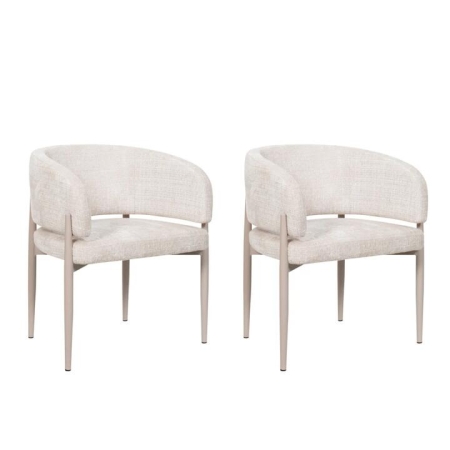 HomeStar Set of 2 Daphne Fabric Kitchen Dining Armchair Metal Legs Cream