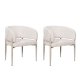 HomeStar Set of 2 Daphne Fabric Kitchen Dining Armchair Metal Legs Cream